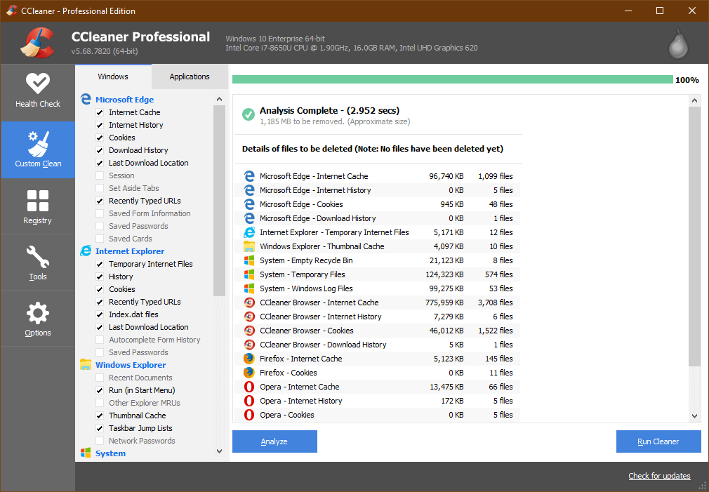 ccleaner custom clean